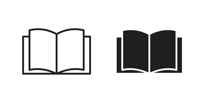 open book icon silhouette vector designs. Editable Strokes
