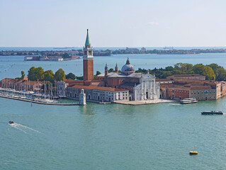High-angle view of the San Giorgio Maggiore island in Venice