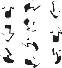 Black Silhouette Arrows Pointing Downward on White