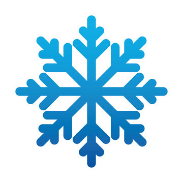 Simple single Snowflake icon sign symbol vector illustration isolated on white background. Christmas icon. Abstract snow logo frost cold weather. Winter precipitation. Flat blue snowflake symbol EPS.