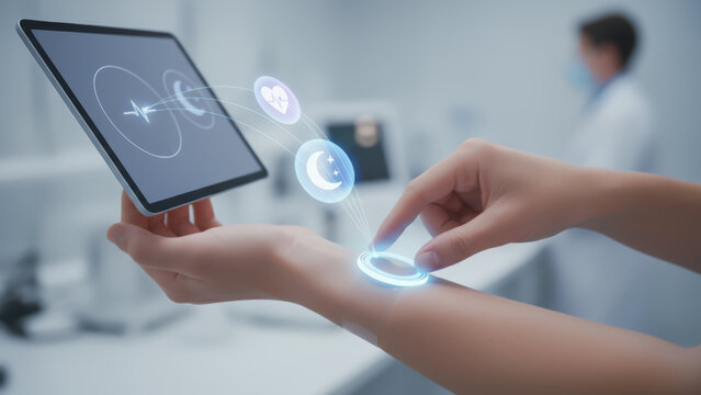 Longevity research in health technology advances with digital monitoring and futuristic interface enhancing medical care and wellness - Powered by Adobe