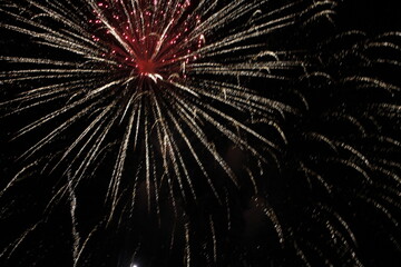Firework at riverbank in Japan