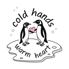 Cold Hands Warm Heart – Penguin Love Design (Black & Pink)
