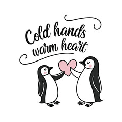 Cold Hands Warm Heart – Penguin Love Design (Black & Pink)
