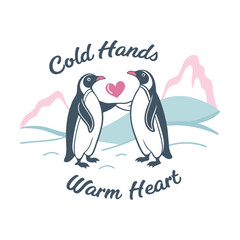 Cold Hands Warm Heart – Penguin Love Design (Black & Pink)