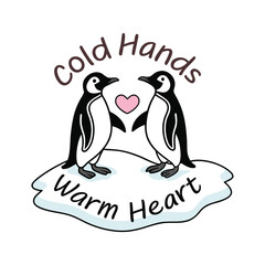 Cold Hands Warm Heart – Penguin Love Design (Black & Pink)