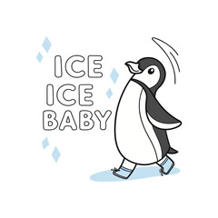 Ice Ice Baby – Retro Penguin Design (Black & Blue)