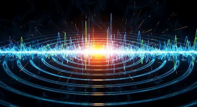 Abstract representation of sound waves with concentric circles