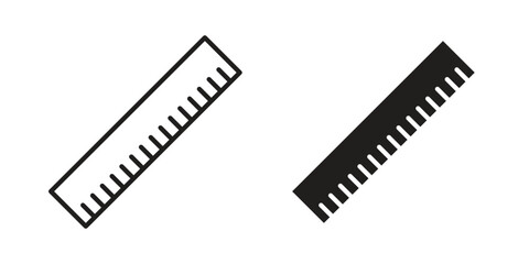 Ruler icon silhouette vector designs. Editable Strokes