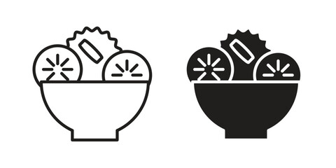 Salad icon silhouette vector designs. Editable Strokes