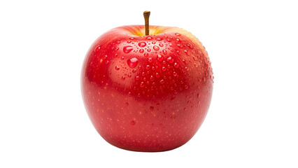 Bright red fresh fruit covered in dew drops stands out against a stark black background