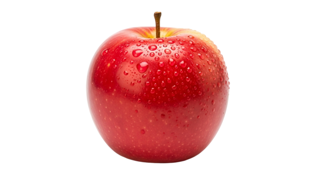 Bright red fresh fruit covered in dew drops stands out against a stark black background