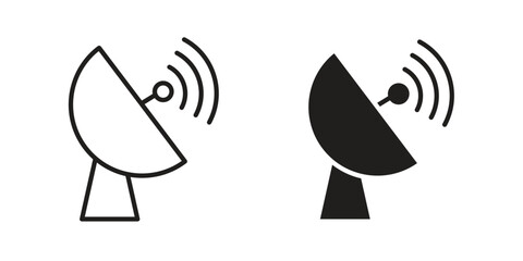 Satellite dish icon silhouette vector designs. Editable Strokes