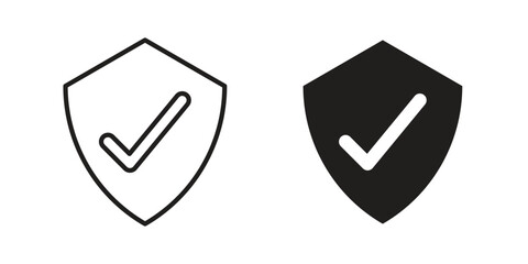 Shield check mark icon silhouette vector designs. Editable Strokes