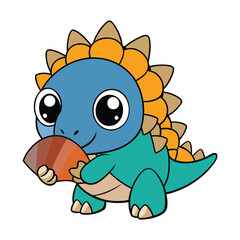 Adorable Baby Ankylosaurus with Rainbow Colored Armor Cartoon Design