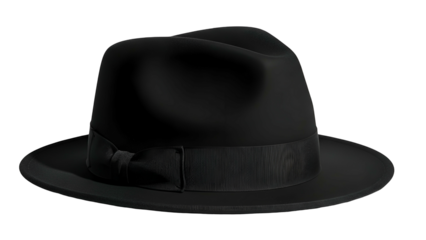 Classic dark brimmed headwear accessory illuminated against a solid black backdrop
