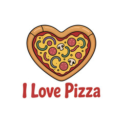 Heart love pizza vector illustration design