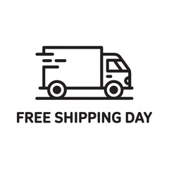 Free shipping day truck icon with motion lines and text