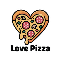 Heart love pizza vector illustration design
