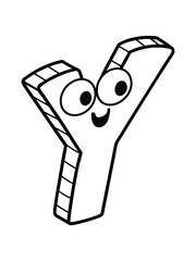Bright Alphabet Cartoon Sticker of the Letter Y Illustration