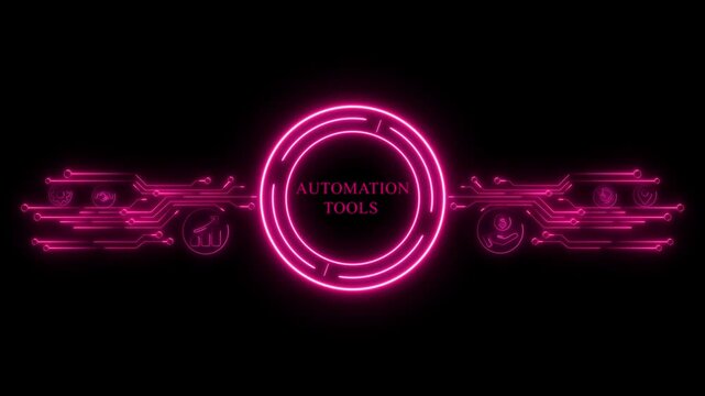 Neon Pink Automation Tools Circuit Board Design Keywords: automation, tools, technology, circuit, Technology and network concept.