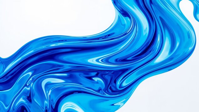Dynamic Swirl of Luminous Blue Liquid Creating an Abstract Flowing Pattern, Ideal for Backgrounds and Modern Digital Art Concepts with a Sense of Lucid Movement