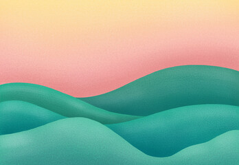 Dreamy Minimalist Mountain Vista with Soft Pink and Yellow Sky.