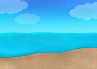 Minimalist Illustration Showing the Peaceful Horizon of the Sea and Shore.