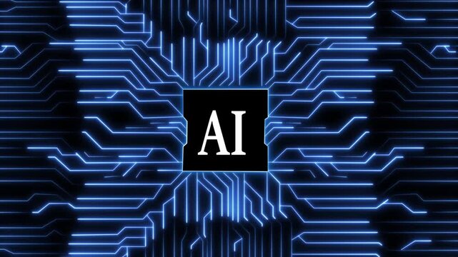 The ai logo is prominently displayed against a backdrop of interconnected blue lines, resembling a digital circuit board, symbolizing artificial intelligence and technological advancement