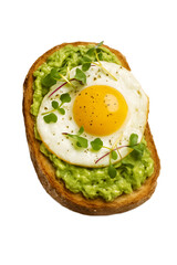 Delicious fried egg and toast breakfast meal with fresh green salad on a white plate