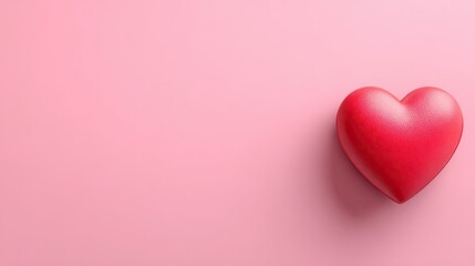 Single Red Heart Symbol on Soft Pastel Pink Background - Love, Romance, Valentine's Day, Emotion, Celebration
