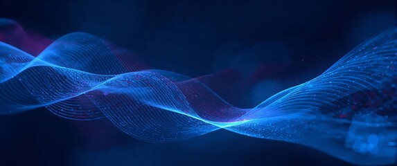 Futuristic abstract digital waves in vibrant blue, depicting intricate data streams and technological connectivity with glowing energy lines creating a dynamic background