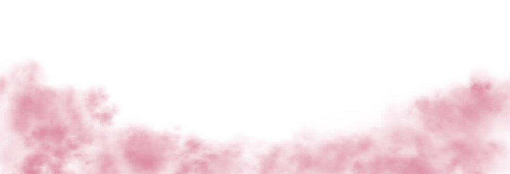 Pink smoke or haze, overlay effect on a white background, magic fog, vapor on floor. Abstract vector illustration