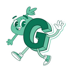 Cheerful Cartoon Alphabet Sticker Featuring Fun Letter Illustration Design