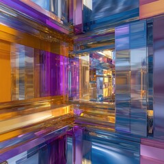 Abstract Colorful Geometric Glass Tunnel