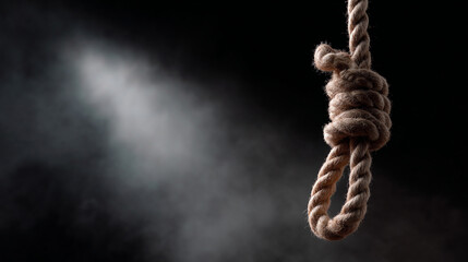  A hangmans noose hanging.