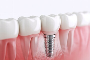 Close-Up View of Dental Implant with Natural Teeth in Background