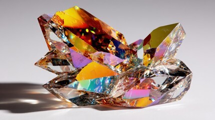 Colorful Faceted Crystal Cluster Specimen