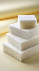 Stacked Sugar Cubes Against A Pale Yellow Background