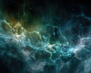 Colorful Nebulae With Glowing Light Trails In Space