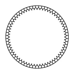 Round Polynesian Maori geometrical round border frame design. Black and white