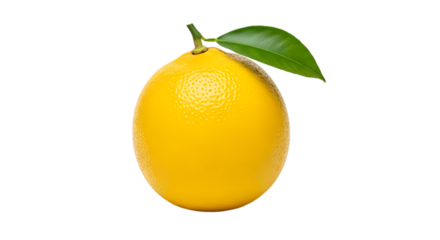 Fresh lemon with green leaf, vibrant citrus fruit for healthy eating and refreshing summer drinks, perfect for juice ads and recipe illustrations