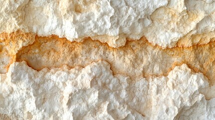 Close-up of rough salt crystal surface with orange mineral deposits and dry texture