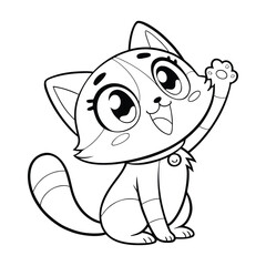 Colorful Adorable Cute Cat Sticker With Big Expressive Eyes Cartoon