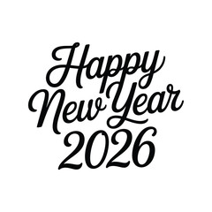 Happy new year 2026 vector lettering festive inscription for greeting card, poster, banner, invitation, and social media post design