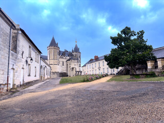 Charming castle of Saumur with towers and inner yard buildings