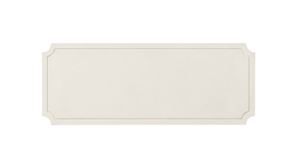 Rectangular beige plaque features subtly textured surface and decorative corner detailing against a solid dark background