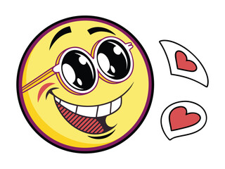 Colorful Smiley Face Sticker With White Background Fun Cartoon Illustration