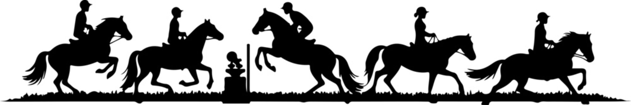 Horse Riders Silhouette Parade