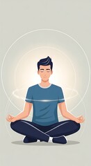 Minimal illustration of male character meditating for mental health, Blue November, Movember, Men's Health Awareness